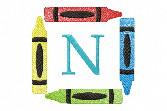 Crayons Frame Monogram Letter N