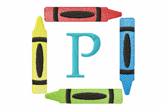 Crayons Frame Monogram Letter P