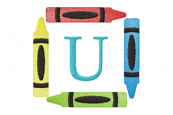 Crayons Frame Monogram Letter U
