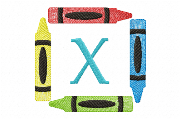 Crayons Frame Monogram Letter X