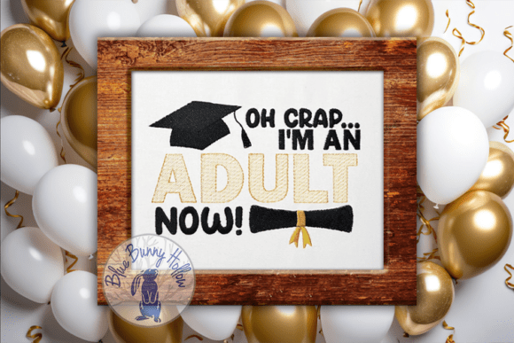 Oh Crap — A Playful Grad Embroidery Design Worth Stocking