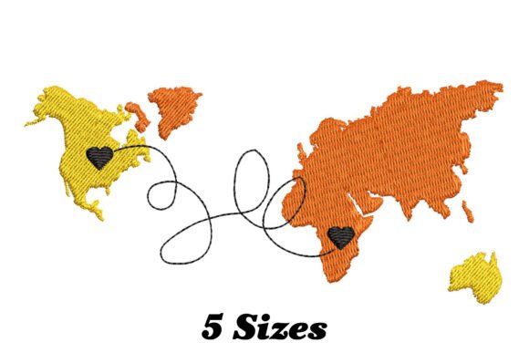 World Map Long Distance Embroidery